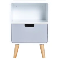 HOMCOM Mesita de Noche Madera con 1 Cajón 1 Estante Comoda Mesilla Mueble Dormitorio Armario Almacenamiento 40x30x58cm Blanco(m-8)