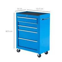 HOMCOM Carrello Porta Utensili Attrezzi Attrezzatura con Cassettiera Azzurro 61.5 x 33 x 82.5cm(m-3)