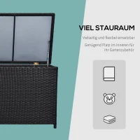Outsunny Kissenbox Auflagenbox Gartenbox Polyrattan Garten Metall Braun L118 x B54 x H59cm(m-4)