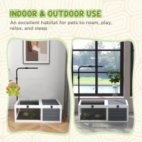 PawHut Tortoise Table with Adjustable Lamp Holder, Wooden Tortoise House w/ Openable Lids, Pull-Out Trays - Grey(m-8)