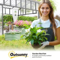 Outsunny Two-Tier Galvanised Steel Garden Planter - Light Green(m-9)