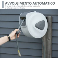 DURHAND Avvolgitubo Automatico 20m + 194cm con Attacco Φ1/4'', Montaggio a Parete e Ruotabile di 180°, Grigio(m-5)