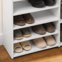 HOMCOM Estante Zapatero de Madera con 11 Estantes para 18 Pares de Zapatos y Armario con Cerradura 80x27x112 cm Blanco(m-9)