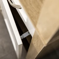 kleankin Mobile Bagno Alto in Truciolato con un Cassetto, 2 Armadietti e 2 Ripiani Aperti Regolabili, 37x30x184 cm(m-9)