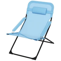 Outsunny Klappstuhl, 4-stufig verstellbar, atmungsaktiv, Metallgestell, 69 x 91 x 96 cm, Schwarz/Blau(m-1)
