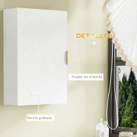 kleankin Mueble para Baño Suspendido con 1 Asa de Acero y Estantes Ajustables Estilo Moderno 40x15x60 cm Blanco(m-6)