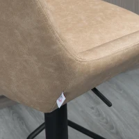 HOMCOM Retro Bar Stools Set of 2, Adjustable Kitchen Stool, Upholstered Bar Chairs with Back, Swivel Seat, Light Khaki(m-8)