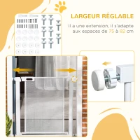 PawHut Lot de 2 barrières de sécurité pour animaux domestique avec fermeture automatique double verrouillage largeur 75-82 cm(m-6)