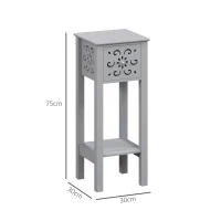 HOMCOM Set of Two Elegant Floral Cut-Out Side Tables - Grey(m-3)