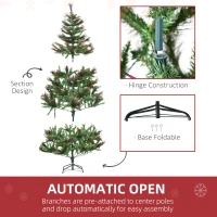 HOMCOM 1.8m 6ft Pre-Lit Christmas Tree Artificial Spruce Xmas Tree Warm White LED Holiday Décor with Metal Stand(m-6)