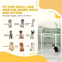 PawHut 77cm Tall Dog Gate with Cat Door, 7cm and 14cm Extensions, for Stairs, Doorways, 76-104cm Width(m-9)