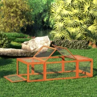 Pawhut Freilaufgehege für Kleintiere Aufklappbares Dach Tannenholz Orange(m-2)