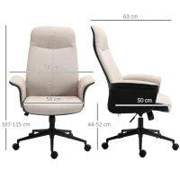Vinsetto Office Chair, Linen Fabric Desk Chair, Comfortable Computer Chair with Adjustable Height, Padded Armrests and Swivel Wheels, Beige(m-3)