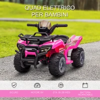 HOMCOM Quad Elettrico per Bambini 18-36 Mesi con Batteria Ricaricabile 6V, in Metallo e PP, 70x42x45 cm, Rosa(m-4)