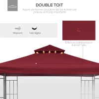 Outsunny Toit de Remplacement pour pavillon de Jardin Toile de Rechange pour pavillon tonnelle Tente 3 x 3 m Rouge vineux(m-5)