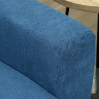 HOMCOM Zweisitzer-Sofa, moderne Stoffcouch, 2 Rückenkissen, Eukalyptus-Holzrahmen, 133 x 73 x 81 cm, Blau(m-9)