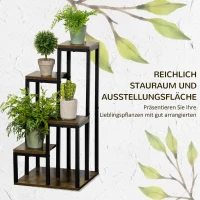 Outsunny Blumenständer mit 4 Ebenen, 40 cm x 40 cm x 81 cm, Braun(m-4)