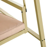 Outsunny Dondolo 3 Posti con Tettuccio Inclinabile e Cuscini, in Acciaio e Textilene, 200x125x175 cm, Beige e Marrone(m-9)