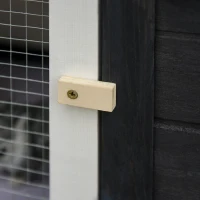 PawHut Conejera de Madera Exterior Jaula Elevada para Conejos Cobayas Animales Pequeños con Techo Asfáltico Abatible Bandejas Extraíbles y Puerta con Pestillo 90x45x65 cm Gris Oscuro(m-9)