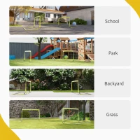 HOMCOM Two Football Goal Nets, Foldable Outdoor Sport Training Equipment, for Teens, Adults, with Carrying Bag, Yellow(m-6)