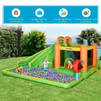 Outsunny Castillo Hinchable Grande con Tobogán Poste de Boxeo y Túnel para 3-8 Años 478x440x210 cm Multicolor(m-5)