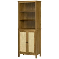 HOMCOM Mobile Libreria Stile Boho in Legno con 3 Ripiani e Armadietto a 2 Ante, 60x34.5x162 cm(m-10)