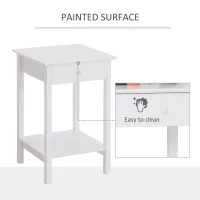 HOMCOM White Bedside Table, Wooden Side Table, Nightstand, Bedside Cabinet with Drawer and Storage Shelf for Bedroom and Living Room(m-5)