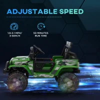 AIYAPLAY 12V Battery Powered Kids Ride-On Car, Electric Truck w/ Spring Suspension, Remote, Music, Horn, Lights, Green(m-6)