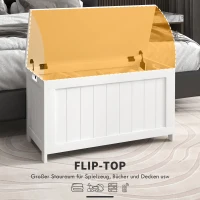 HOMCOM Aufbewahrungsbox Aufbewahrunskiste Spielzeugtruhe, MDF, 2 Griffe, 81 x 40 x 46 cm, Weiß(m-4)