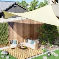 Outsunny Vela Ombreggiante Rettangolare, Impermeabile e Anti-Raggi UV in HDPE, 3x4m, Crema(m-2)