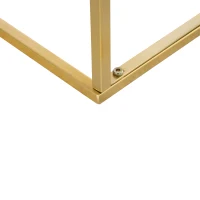 Outsunny Tavolino da Caffè per Casa e Giardino in Metallo con Effetto Marmo, 40x40x50cm, Oro(m-9)