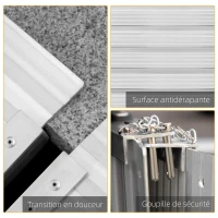 HOMCOM Rampe de fauteuil roulant antidérapant pliable en aluminium avec bordures charge max. 270 Kg 91 x 74 cm(m-5)