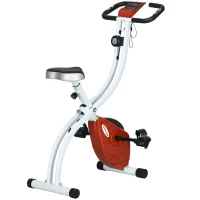 SPORTNOW Cyclette Magnetica Pieghevole a 8 Livelli di Resistenza con Seduta Regolabile, in Acciaio, 97x43x110 cm, Rosso(m-1)