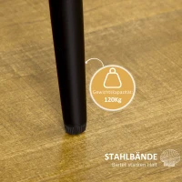 HOMCOM 2er-Set Esszimmerstühle im Skandi-Design, Küchenstühle, Samptoptik, Creme + Schwarz(m-6)