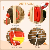 Outsunny Set con Scivolo e Altalena da Giardino per Bambini Età 18-48 Mesi, in Legno e Plastica, Rosso(m-7)