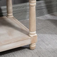 HOMCOM Sitzbank mit Stauraum, Vintage-Design, Knopfheftung, Kautschukbaumholz, 115x40x48cm, Grau(m-9)
