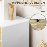 HOMCOM Kommode mit 4 Schubladen, MDF, Kantengriffe, 80 cm x 40 cm x 79,5 cm, Weiß + Natur(m-6)