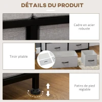 HOMCOM Commode 8 tiroirs meuble de rangement tiroir en tissu pliant - structure acier noir - 100 x 30 x 78 cm(m-6)