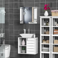 HOMCOM Bathroom Mirror Cabinet, Stainless Steel Wall Mounted  Bathroom Storage Cabinet with Double Doors, 60x55cm(m-7)