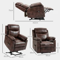 HOMCOM Faux Leather 70° Electric Riser Recliner Chair, Dark Brown(m-3)