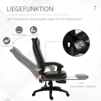 Vinsetto Ergonomischer Bürostuhl mit Fußstütze, Chefsessel, höhenverstellbarer Schreibtischstuhl Computerstuhl mit Gepolsterte Rückenlehne, Braun, 64 x 64 x 112-120 cm(m-5)