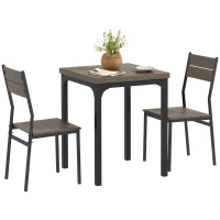 HOMCOM Three-Piece Minimal and Compact Dining Set, Grey Wood Grain(m-1)