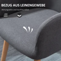 HOMCOM Esszimmerstuhl Wohnzimmerstuhl Bürostuhl Polsterstuhl Sessel mit Rückenlehne Anti-Rutsch Leinenstoff Schaumstoff Buchenholz Dunkelgrau+Natur 56 x 60 x 85 cm(m-4)
