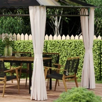 Outsunny Cenador de Jardín con Techo Doble Cortinas Opacas y Mosquiteras para Patio Fiestas Terraza 3,6x3m Negro y Caqui(m-9)