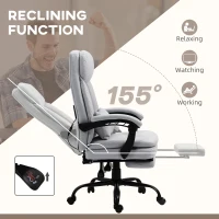 Vinsetto Office Chair, Ergonomic Desk Chair with 6-Point Vibration Massage and Lumbar Heating, Computer Chair with Lumbar Support Pillow, 155° Reclining Back and Footrest, Grey(m-6)