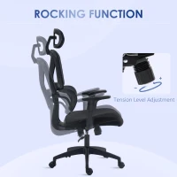 Vinsetto Mesh Office Chair, Height Adjustable Desk Chair with Lumbar Support, Swivel Wheels and Adjustable Headrest, Black(m-6)