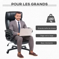 Vinsetto Fauteuil de bureau massant avec fonction de chauffage 2 points de massage par vibration revêtement synthétique noir(m-4)