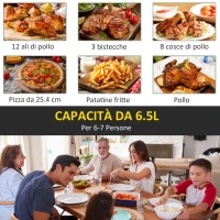 HOMCOM Friggitrice ad Aria 8 in 1 da 6.5 Litri 1700W, con 12 Programmi, Accessori e Schermo LED Nera(m-5)