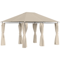 Outsunny Tonnelle de jardin barnum pavillon style colonial double-toit toiles latérales amovibles 4L x 3l x 2,72H m kaki