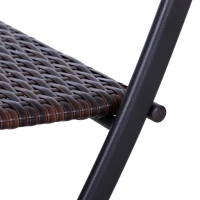 Outsunny Set da Giardino Pieghevole da 3 Pezzi in Rattan PE e Metallo, Set 2 Sedie e Tavolino da Caffè, Protezione dai Raggi UV, Set di Mobili da Balcone, per Patio e Cortile, Marrone(m-9)